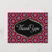 ピンクブルーパターンありがとうはがき ポストカード (正面/裏面)