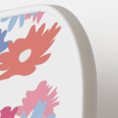 ピンクブルーパテルパーソナライズされたフローラ ピックルボールラケット (左詳細)