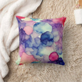 ピンクブルーパープルウォーター絵を描カラー融合 クッション (ブランケット)