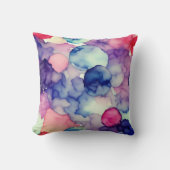 ピンクブルーパープルウォーター絵を描カラー融合 クッション (正面)