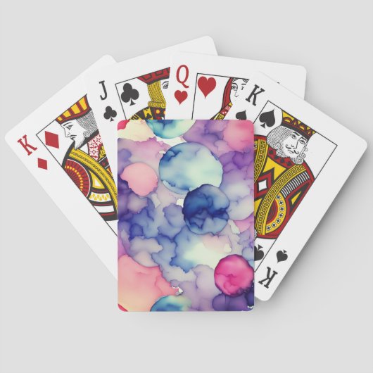 ピンクブルーパープルウォーター絵を描カラー融合 トランプ (裏面)