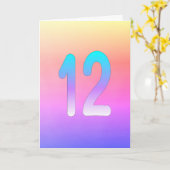 ピンクブルーパープルグラデーション12番目の誕生日 カード (黄色い花)