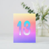 ピンクブルーパープルグラデーション13誕生日 ポストカード (スタンド正面)