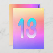 ピンクブルーパープルグラデーション13誕生日 ポストカード (正面/裏面)