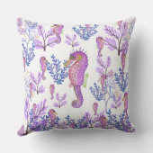 ピンクブルーパープルシーホースコーラルビーチコースト クッション (裏面)