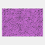 ピンクブルーパープルハートパターン ラッピングペーパーシート (正面3)