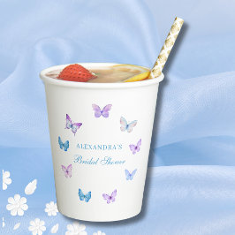ピンクブルーパープルバタフライブライダルシャワー 紙コップ