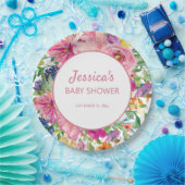 ピンクブルーパープルフローラホワイト金ゴールドベビーシャワー ペーパープレート (パーティー)