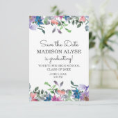 ピンクブルーパープルフローラ卒業救期日 招待状 (スタンド正面)