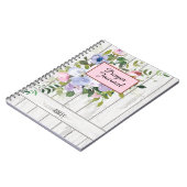 ピンクブルーパープルフローラ木材名祈りの言葉ジャーナル ノートブック (左側)