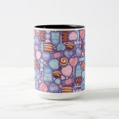 ピンクブルーパープルブラウンバレンタインデー ツートーンマグカップ (中央)