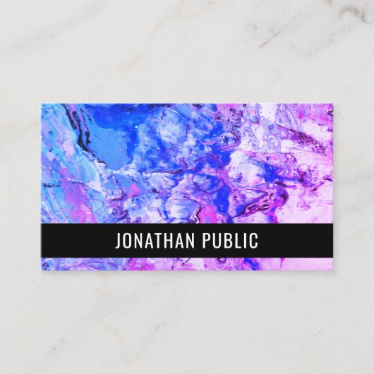 ピンクブルーパープルモダン抽象芸術アーエレガントト 名刺 (正面)