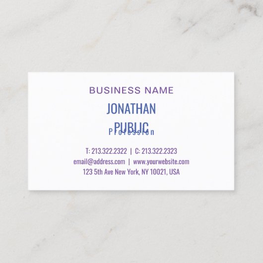 ピンクブルーパープルモダン抽象芸術エレガントテンプレート 名刺 (裏面)