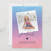 ピンクブルーパープルレインボーグラデーション卒業写真 案内状 (正面)