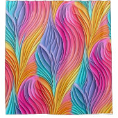 ピンクブルーパープル抽象デザインカラフルパステル シャワーカーテン (正面)