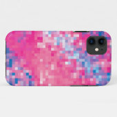 ピンクブルーパープル抽象芸術モザイク正方形パターン Case-Mate iPhoneケース (裏面(横))