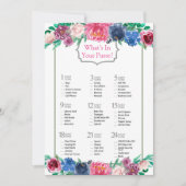 ピンクブルーパープル絵を描牡丹ブライダルシャワーゲーム 招待状 (正面)