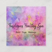 ピンクブルーパープル金ゴールド抽象芸術 スクエア名刺 (正面)