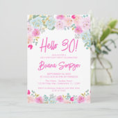 ピンクブルーピーチパープルフローラ30th誕生日パーティー 招待状 (スタンド正面)