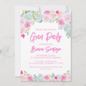 ピンクブルーピーチパープルプロシデーショングラードパーティー 招待状 (正面)