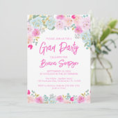 ピンクブルーピーチパープルプロシデーショングラードパーティー 招待状 (スタンド正面)