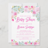 ピンクブルーピーチパープルベビーシャワー 招待状 (正面)