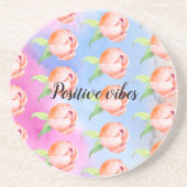 ピンクブルーピーチ絞り染め牡丹 コースター (正面)