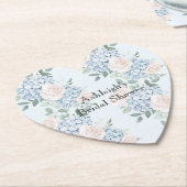 ピンクブルーフラワーズストライプブライダルシャワー ペーパーコースター (アングル)