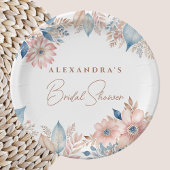 ピンクブルーフラワーズボホシックブライダルシャワー ペーパープレート