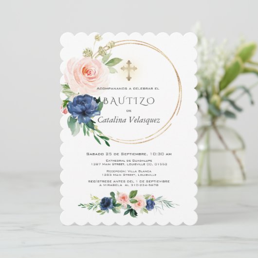 ピンクブルーフローズインビタシオンデバウティゾスペインの 招待状 (スタンド正面)