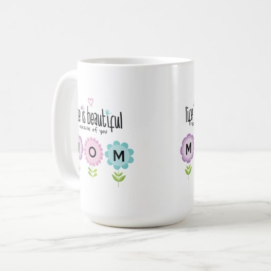 ピンクブルーフローラは母の日が美しい コーヒーマグカップ (正面左)