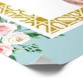 ピンクブルーフローラアナンド結婚カラジのウェルカムサイン ポスター (角)