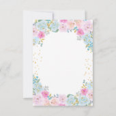 ピンクブルーフローラジェンダーが赤ちゃんシャワーを明らかにする サンキューカード (裏面)