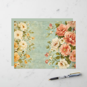 ピンクブルーフローラジャンクジャーナルスクラップブック紙