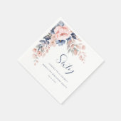 ピンクブルーフローラスクリプト60thバースデーパーティー紙 スタンダードカクテルナプキン (角)