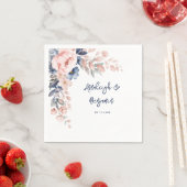 ピンクブルーフローラス結婚クリプトの植物紙 スタンダードカクテルナプキン (インサイチュ)