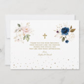 ピンクブルーフローラツインズ1st誕生日《キリスト教》洗礼式や命名式 サンキューカード (裏面)