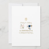 ピンクブルーフローラツインズ1st誕生日&《キリスト教》洗礼式や命名式 招待状 (裏面)