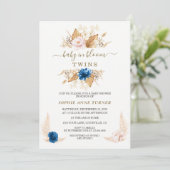 ピンクブルーフローラパンパスグラスベビーイン開花 招待状 (スタンド正面)