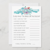 ピンクブルーフローラブライダルシャワーゲーム 招待状 (正面)