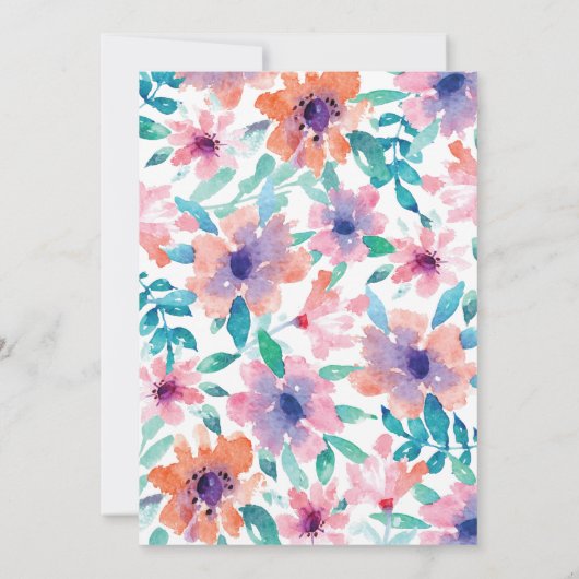 ピンクブルーフローラブライダルシャワーゲーム 招待状 (裏面)