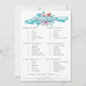 ピンクブルーフローラブライダルシャワー財布ゲーム 招待状 (正面)