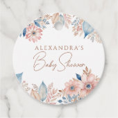 ピンクブルーフローラボホシック赤ちゃんシャワーありがとう フェイバータグ (正面)