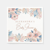 ピンクブルーフローラボホシック赤ちゃんシャワー スタンダードカクテルナプキン (正面)