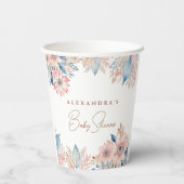 ピンクブルーフローラボホシック赤ちゃんシャワー 紙コップ (裏面)