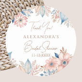 ピンクブルーフローラボーホシックブライダルシャワーサンキューユナイテッド ラウンドシール