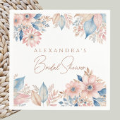 ピンクブルーフローラボーホシックブライダルシャワー スタンダードカクテルナプキン