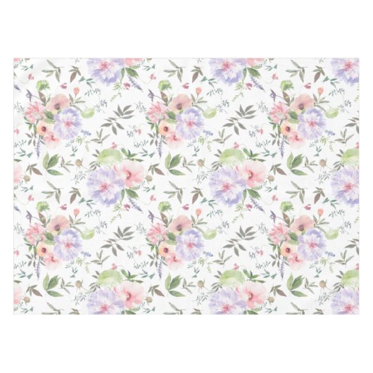 ピンクブルーフローラ水彩テーブルクロス テーブルクロス (正面(横))