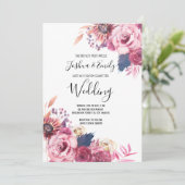 ピンクブルーフローラ結婚式招待状 招待状 (スタンド正面)