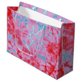 ピンクブルーフローラ絞り染め抽象芸術花花 ラージペーパーバッグ (正面アングル)
